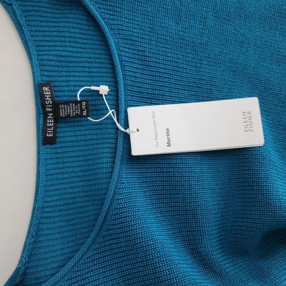 New Eileen Fisher Merino Wool Ribbed Knit Long Sleeve Boxy Pullover Sweater - Picture 7 of 10